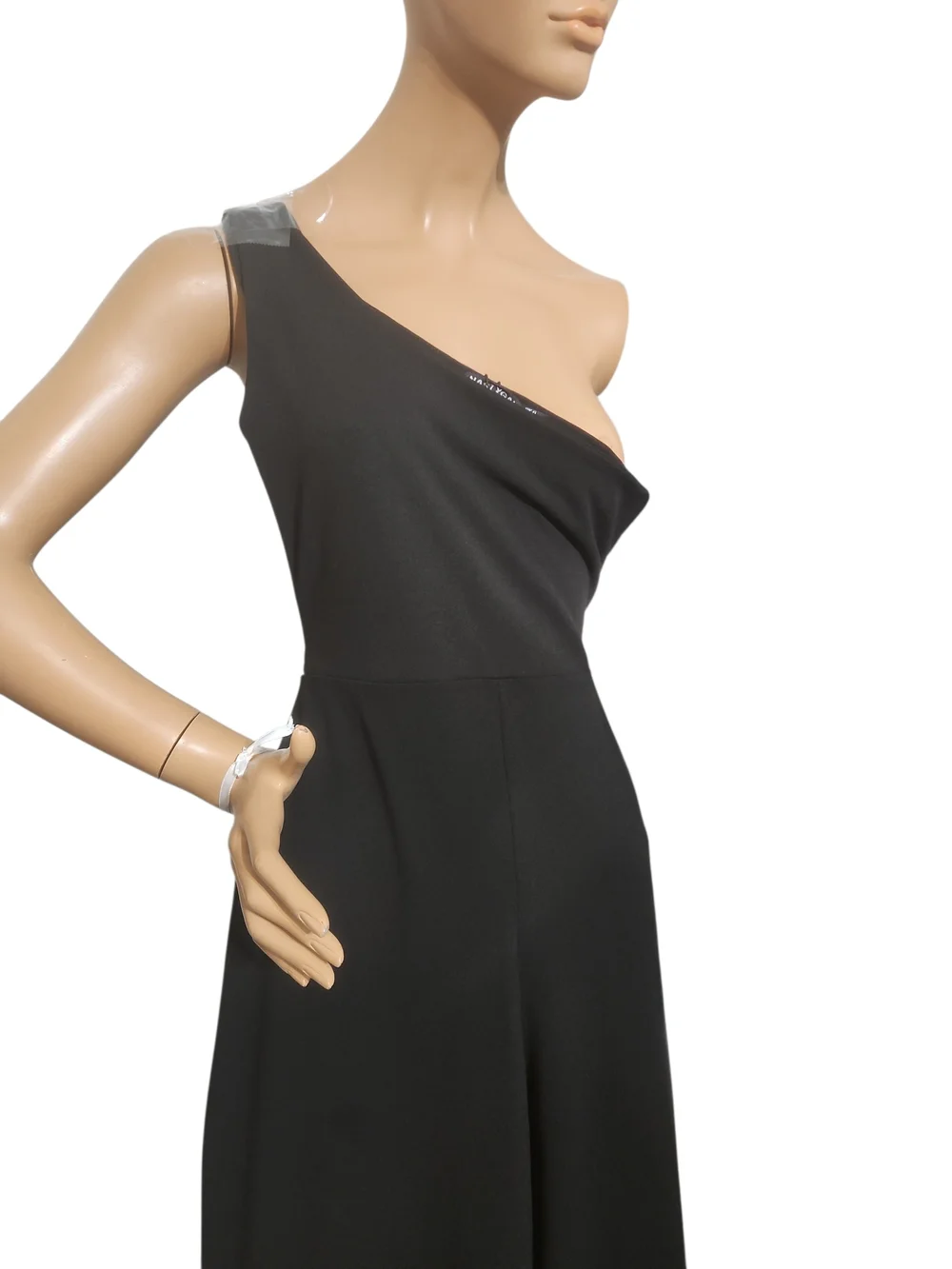 Nasty Gal One-Shoulder Black Wide-Leg Jumpsuit with Buckle Strap - Picture 2 of 14
